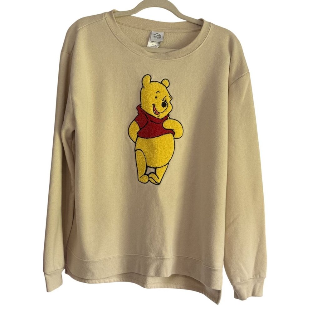 Disney Winnie The Pooh Ivory Sweatshirt XXL Plus Size Long Sleeve Cotton Blend